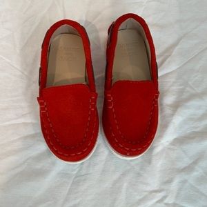 Janie and Jacks boys red suede driving loafers